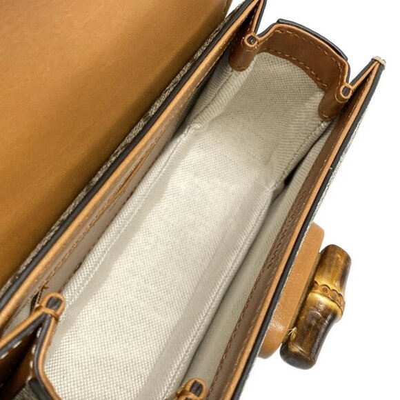 GUCCI Bamboo 1947 mini belt bag / GG Supreme Beige Brown Multi PVC 903-082725 - Picture 12 of 14